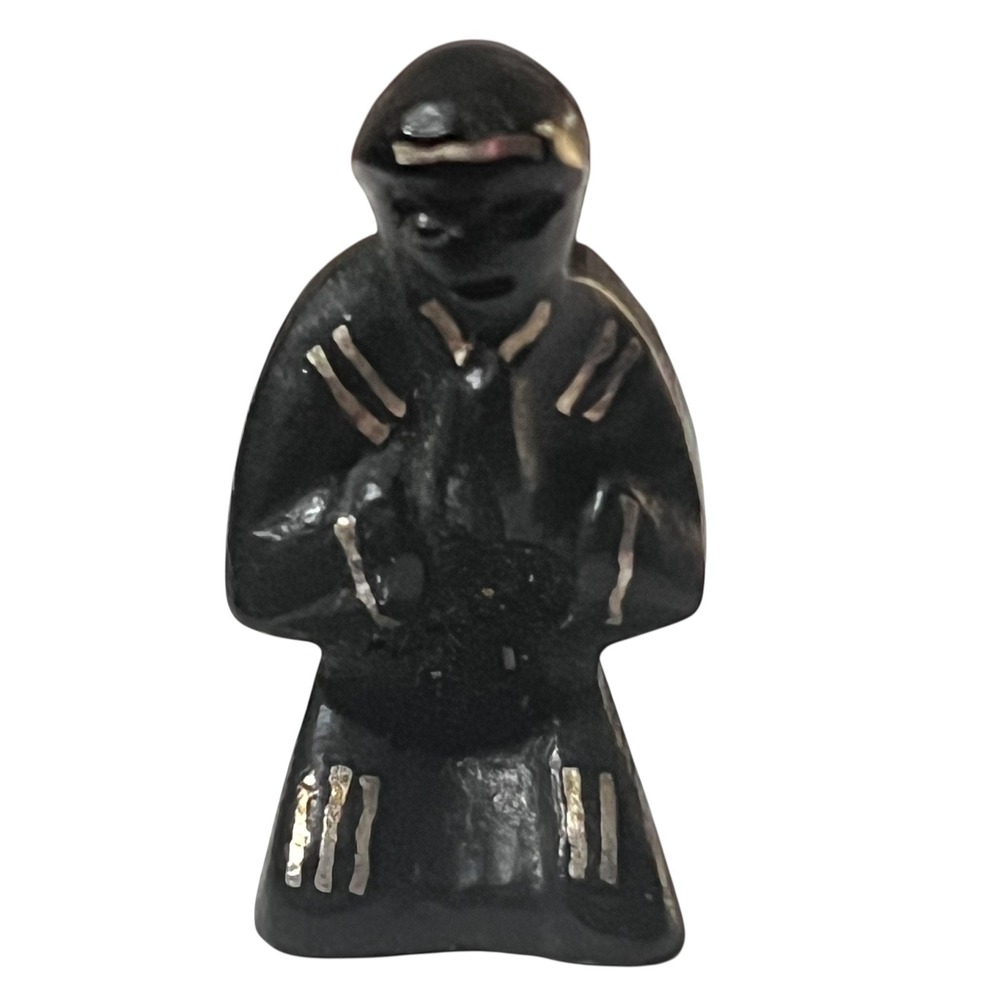 Vintage Stone Carved Kneeling Monk Figurine Statue Religious Praying Altar Decor